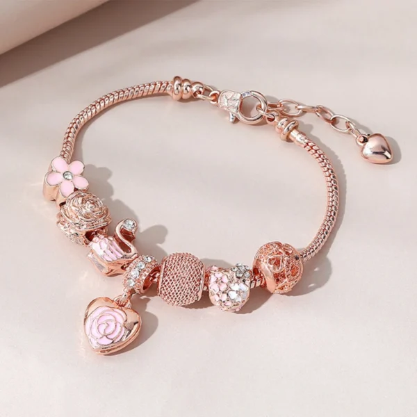 1Pcs Minimalist And Atmospheric Oil Dripping Rose Heart Bead Bracelet Fashionable Oil Painting Swan Lantern Bead Bracelets7633
