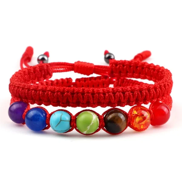 Couple Distance Lucky Bracelet 7 Chakra Black Red White Woven Thread Rope Bracelet Bangles Women Men Charms Bracelet Friend Gift