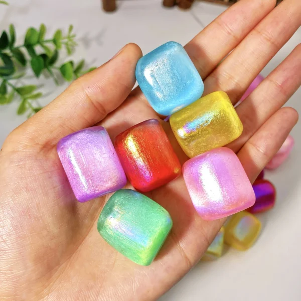 1PC-5PCS 10-50mm Aura Selenite Tumbled Stones Crystal Minerals,Gemstones,Glitter,Healing crystal,Birthday gift,DIY Decoration