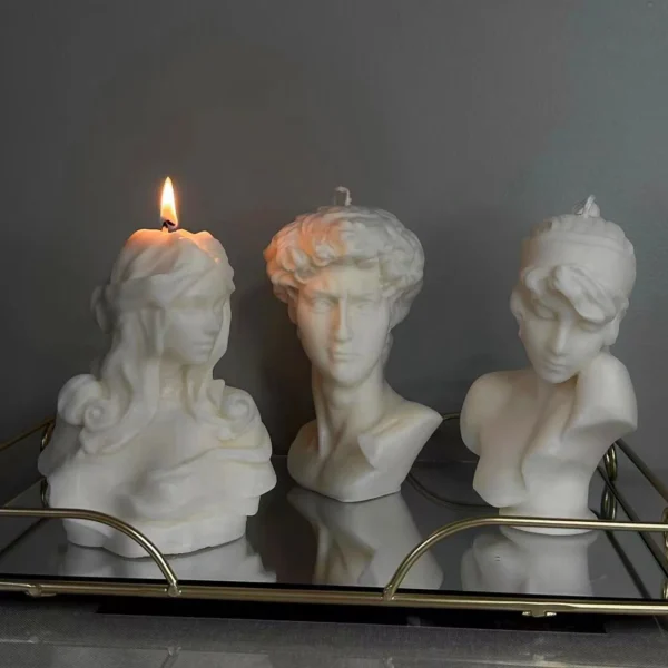 DIY Large Goddess Medusa snake head Candle Silicone Mold Mithus David Half Face Statue Epoxy Resin Silicone Mold Home Decor