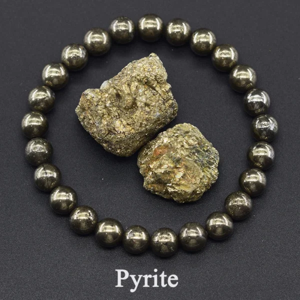 Original Energy Pyrite Beaded Bracelets Men Women Natural Hematite Stone Pyrite Ore Strand Bangle Slimming Health Care Jewelry