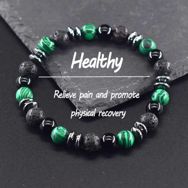 Natural Stone Beads Bracelet Women Green Malachite Yellow Tiger Eye Stone Beads Elastic Strand Wristband Jewelry Gift for Friend