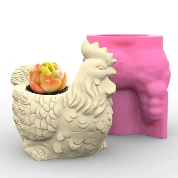 Rooster Plant Pot Silicone Mold Animal Chicken Epoxy Succulent Pot Silicone Mould Storage box Concrete Mold Cement Plaster Molds