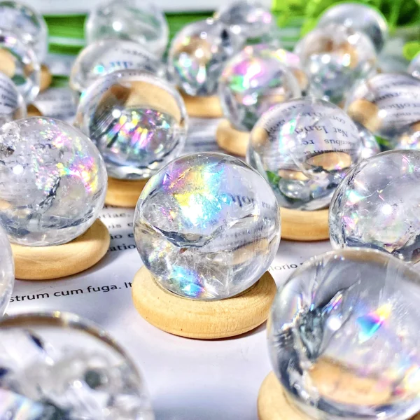 1PC Random Crackle Rainbow Clear Quartz Sphere Natural Crystal,Gemstone Jewelry,Glitter,Healing crystal,Birthday gift,Women gift