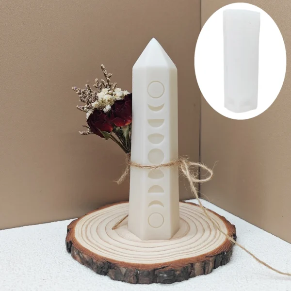 Moon Phase Cone Top Column Candle Silicone Mold Full Moon Eclipse Relief Column Resin Mould Partial Moon Eclipse Gypsum Molds