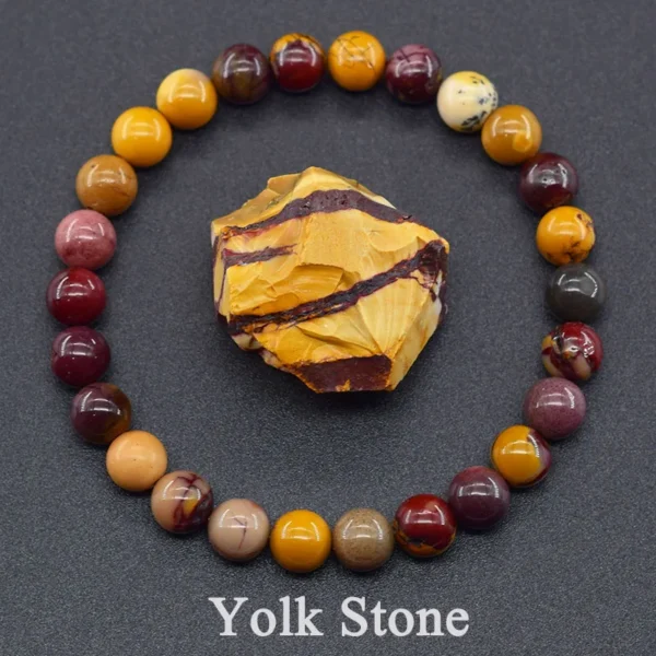 Reiki Natural Stone Mookaite Egg Yolk Round Bead Man Bracelet for Women Real Yolk Stone Bracelets Couple Jewelry Gift Wholesale
