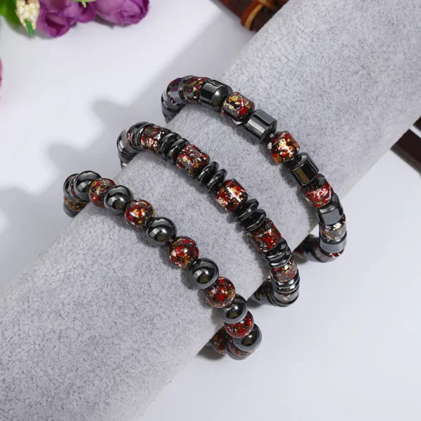 Bohemian Therapeutic Magnetic Hematite Bracelet Homme Loss Weight Body Slimming Health Care Jewelry for Women Couple Bangle Gift
