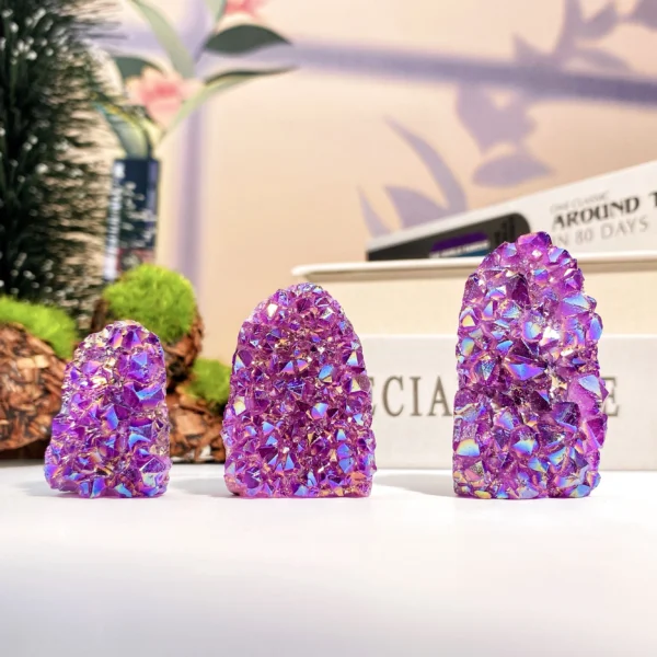 Random 1PC Natural Amethyst Cut Base Cluster Ornament, Stunning Aura Amethyst Geode Crystal,Perfect For Diy Crafts & Home Decor