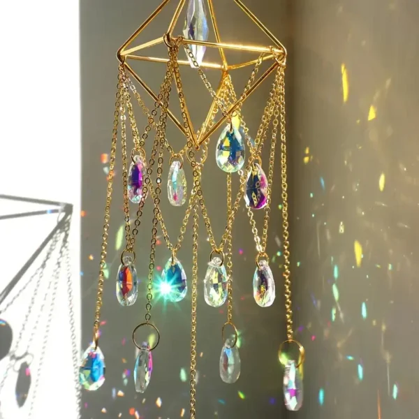 1pc garden metal crystal star moon sun catcher window hanging decoration, bedroom wind chimes hanging decoration wall deco