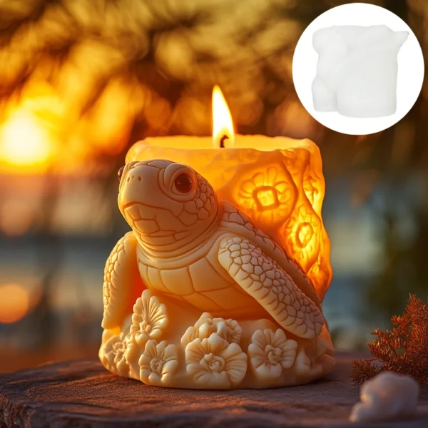 DIY Turtle relief cylindrical candle silicone mold tortoise flower relief resin mould turtle Bear Rabbit Penguin gypsum molds