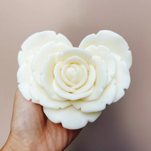 DIY heart shaped rose flower candle silicone mold large Love shaped flower candle mold blooming flower resin mold Christmas