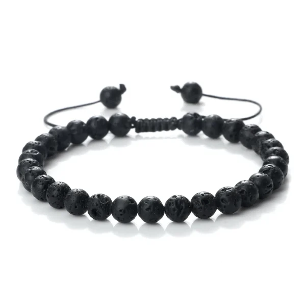 Prayer Natural Stone Round Beads Bracelets Men Hematite Cross Bangles 6mm Tiger Eye Onyx Beads Meditation Bracelet Women Jewelry