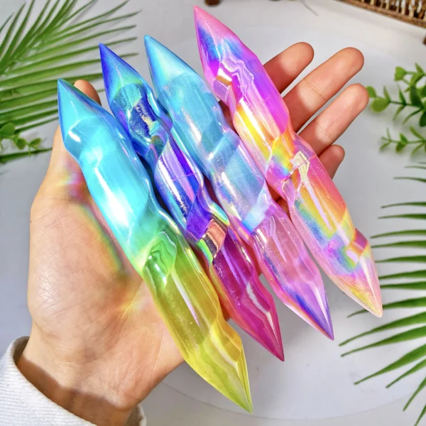 Random 1PC High Quality Crystal Aura Selenite Spiral double-tipped point Natural Crystal Point,Gemstone Jewelry,Gift,Decoration