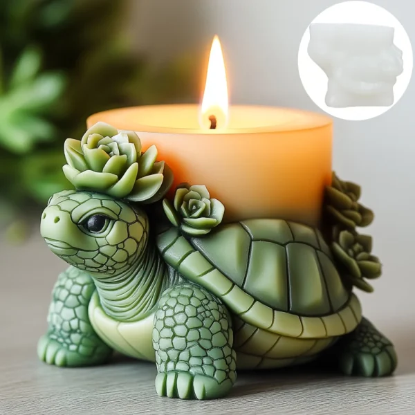 3D Succulent plant turtle candle silicone mold Succulent flower turtle candle silicone mold Turtle cylindrical resin gypsum mold
