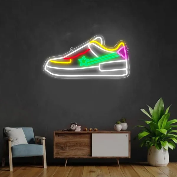 Sneaker Neon Wall Decor Sneaker LED Light Sign for Family Playroom, Dimmable Shoe Neon Sign for Teens Room Decor Party Gifts