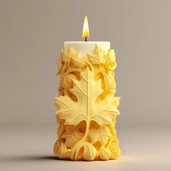 3D Maple Leaf Relief Cylinder Candle Silicone Mold Leaf Flower Molds Christmas Tree Leaf Relief Cylinder Plaster Resin Mould