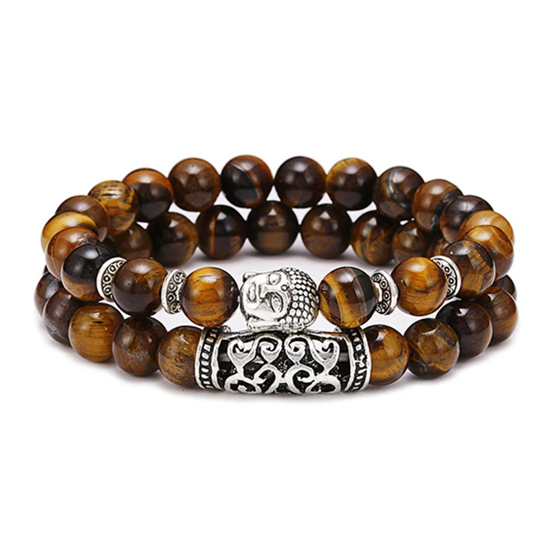 kf-Hebff3f602e29463d968e25a17288d9bdA 2pcs/Set Natural Stone Bracelet Men Vintage Ethnic Buddha Braclet Yoga Prayer Jewelry Paired Braslet Pulseras Hombre Bileklik - Image 1
