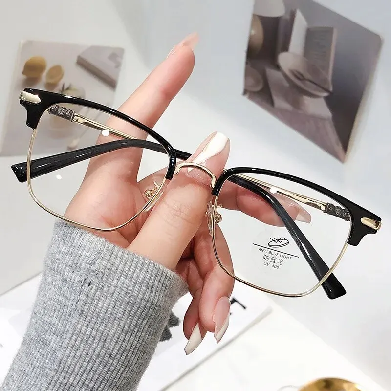 kf-S0e24966eeb5b4ed0aaebcb496327c9a7C New Metal Half Frame Hd Anti-blue Reading Glasses For The Elderly Business Men Fashion Reading Glasses - Image 1