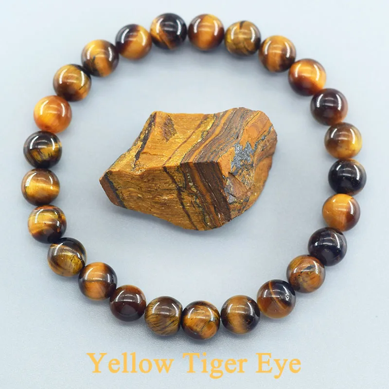 kf-S341d2eca65734db19248bb4e2004940bX 5A Natural Tiger Eye Bracelet Men and Women Charm Natural Stone Jewelry Healing Buddha Elastic Rope Couple Crystal Bead Bracelet - Image 1