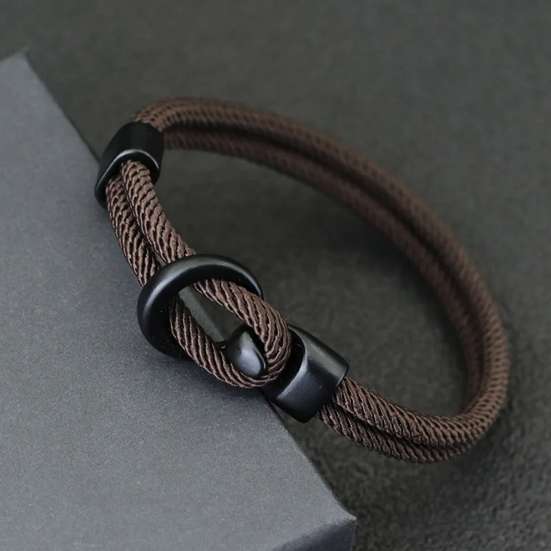 kf-S7b5e14f9df7a41afa39f6d631efba05av Fashion Rope Bracelet Men Double Layer Outdoor Camping Braclet Homme Accessories Survival Paracord Braslet Gift For Him - Image 1