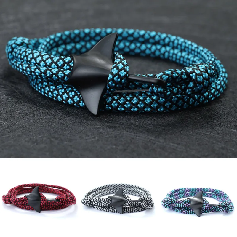 kf-Sa5d68eb0ebd54b2c8d4658c79a2385a6I 2025 Manta Bracelet For Men Double Layer Adjustable Paracord Rope Braclet Marine Animal Protection Braslet Beach Surfer Jewelry - Image 1