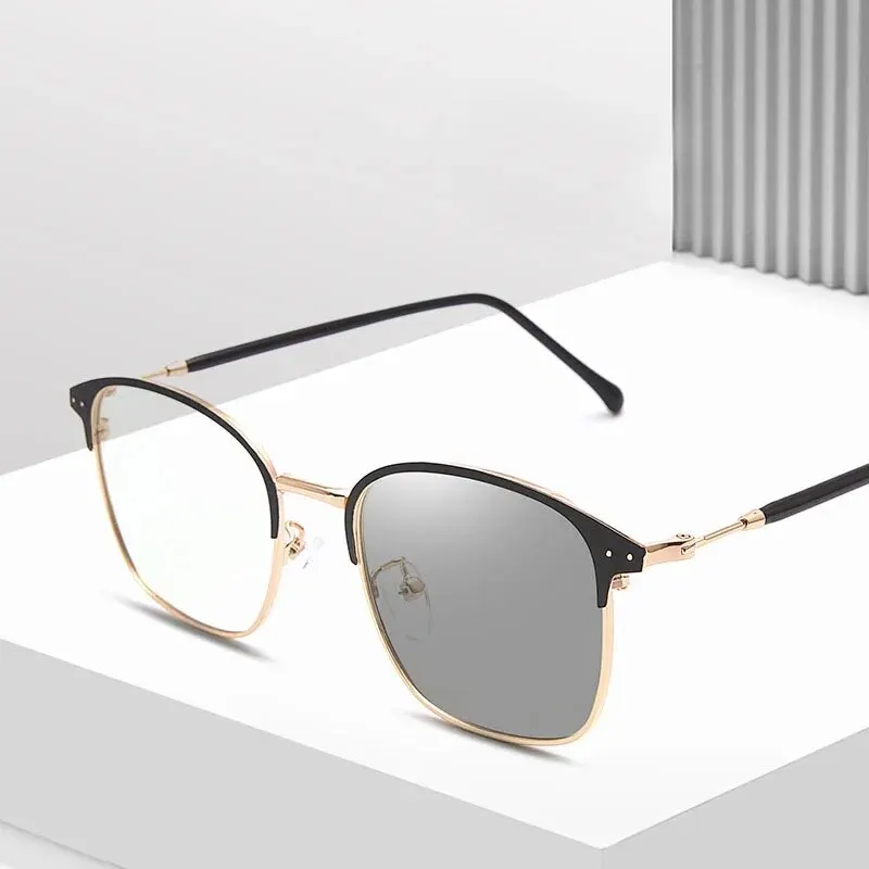 kf-Sc0a80cf3573f4ce6a8895e7a365494a0K Photochromic Frameless Eyeglasses for Men Fashion Glasses Anti Radiation Eye Sunglasses for Men Korean Glasses Rectangle Compute - Image 1