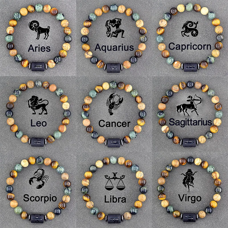 kf-Sd12ad65de458414085af5708975f2ecct 12 Zodiac Sign Bracelet Homme Constellation Bangles Men Cancer Virgo Leo Libra Bracelet Women Friendship Gift Jewelry on Hand - Image 1