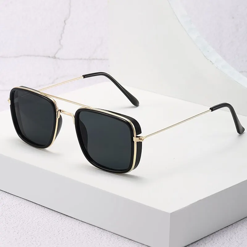 kf-Sd97f13216ffe4d9cb67f05664cac6e19a Fashion Sunglasses European and American Metal Small Square Frame Korean Version Glasses Retro Square Sunglasses UV Protection - Image 1