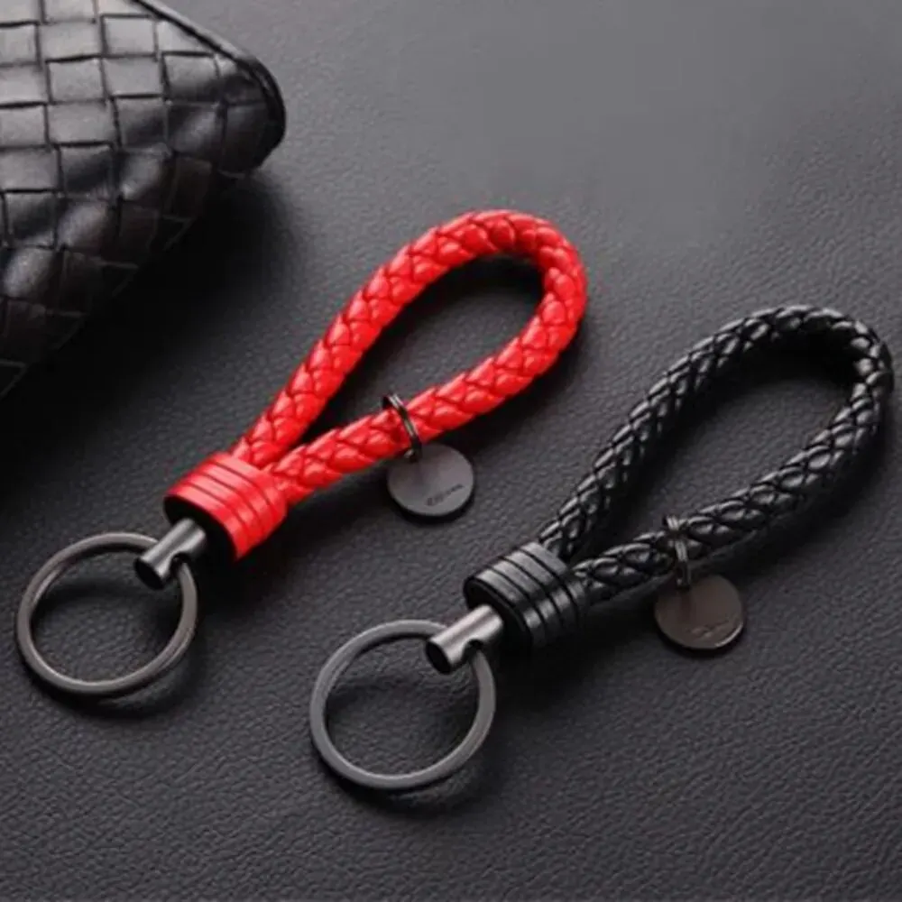 kf-Sdb465889364d4a86a79b417eb043ea33R 2Pcs/Set PU Leather Braided Woven Rope Keychain DIY Bag Pendant Key Chain Holder Key Car Trinket Keyring Men Women Gift Jewelry - Image 1