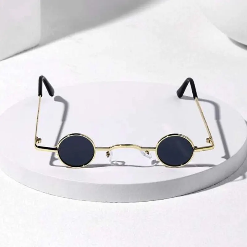 kf-Sf026430cfb9c420795de8fc1f92c97ecd Vintage Rock Punk Man Sunglasses Classic Small Round Sunglasses Women Wide Bridge Metal Frame Black Lens Driving Eyewear - Image 1